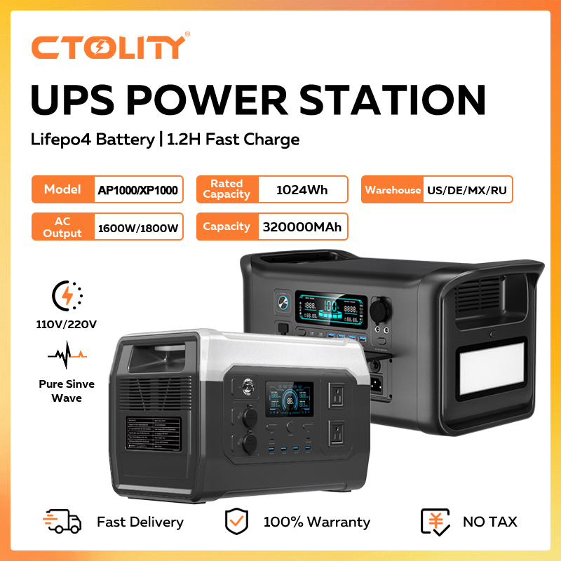 Outdoor Power Equipment - CTOLITY 1800W Portable Power Station 1024Wh