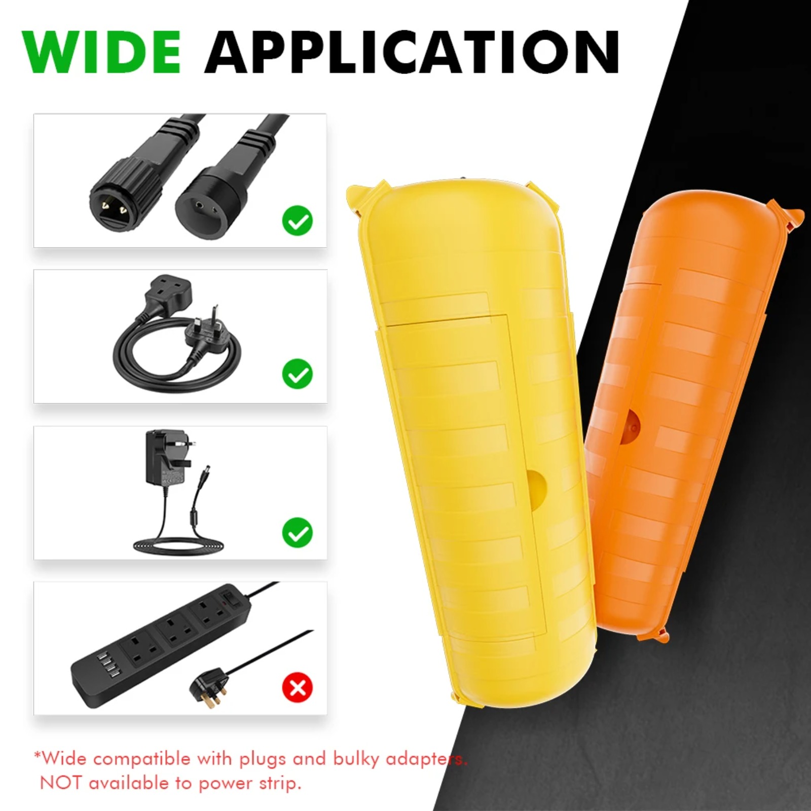 Outdoor Power Strip - IP44 Outdoor Extension Cord Cover 29x11x7.5cm