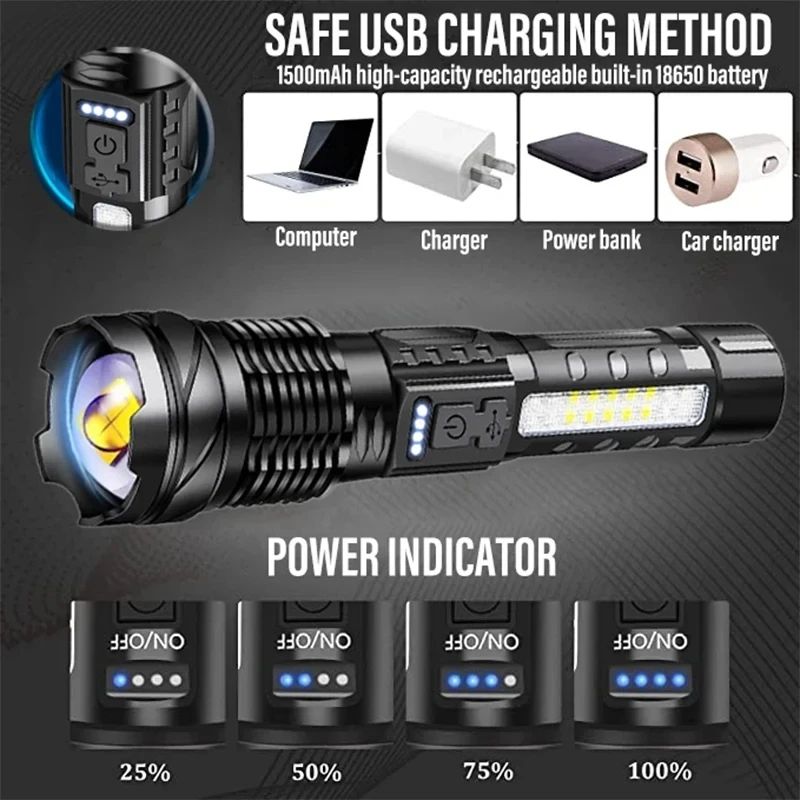 Powerful LED Flashlight Rechar - đánh giá và giá Outdoor Power For Lights